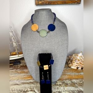 Wood Necklace, Bracelet, Earring Jewelry Set